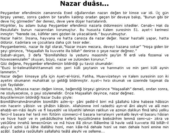 En Etkili Nazar Duası Okunuşu ve Anlamı En Etkili Nazar Duası Okunuşu ve Anlamı